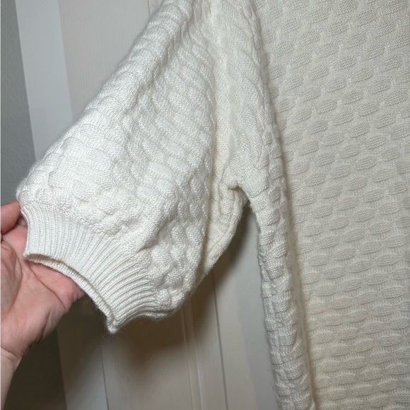 FRNCH Women’s Joelle Short Balloon Sleeve Sweater‎ Cream Size Large - Picture 2 of 5